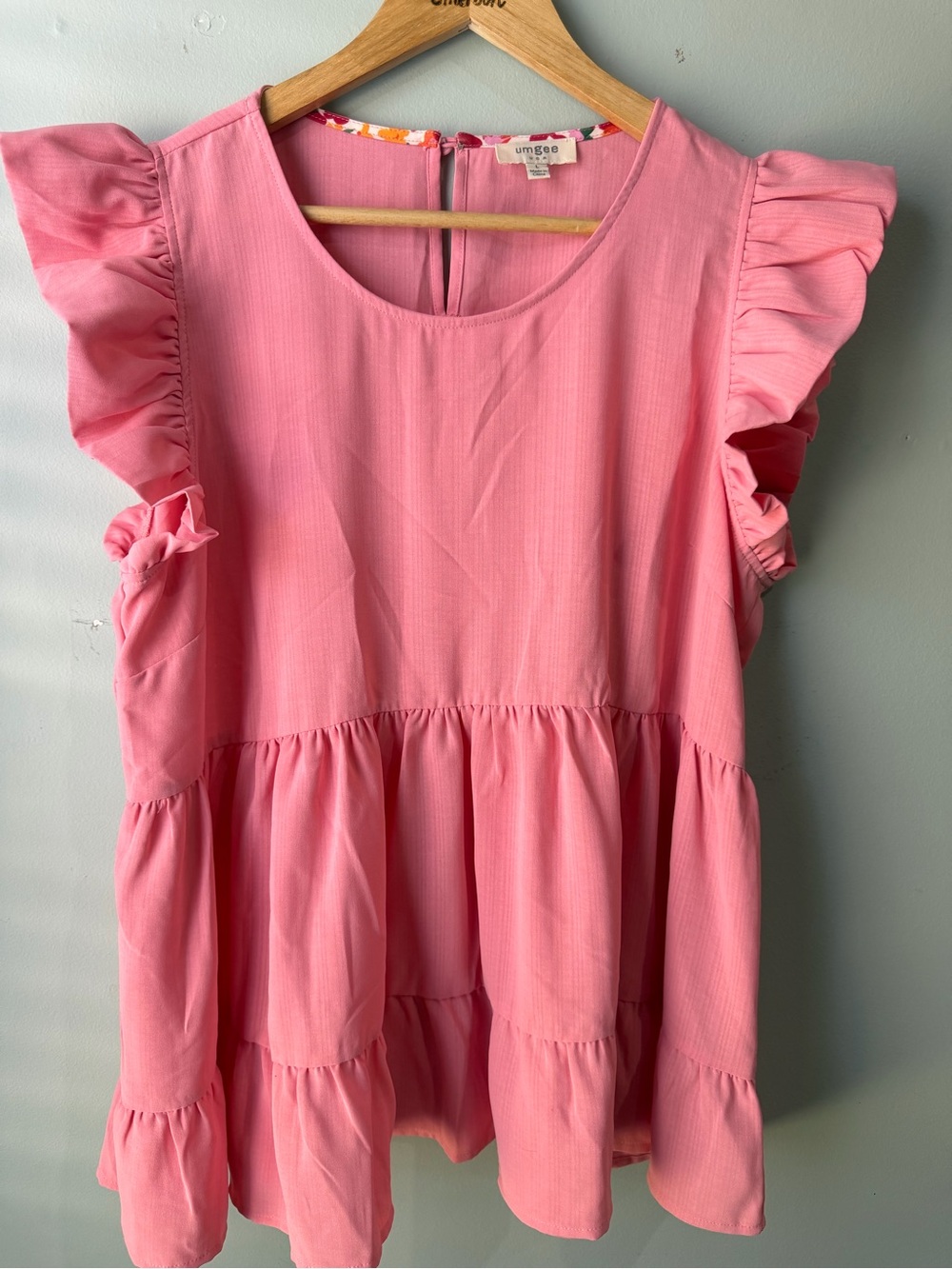 Umgee Pink Tiered Top Size L